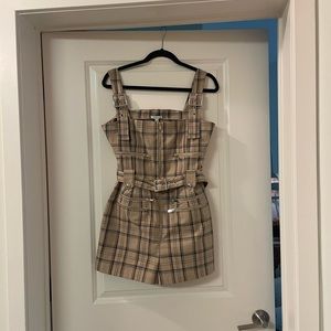 WeWoreWhat Plaid Belted Moto Romper